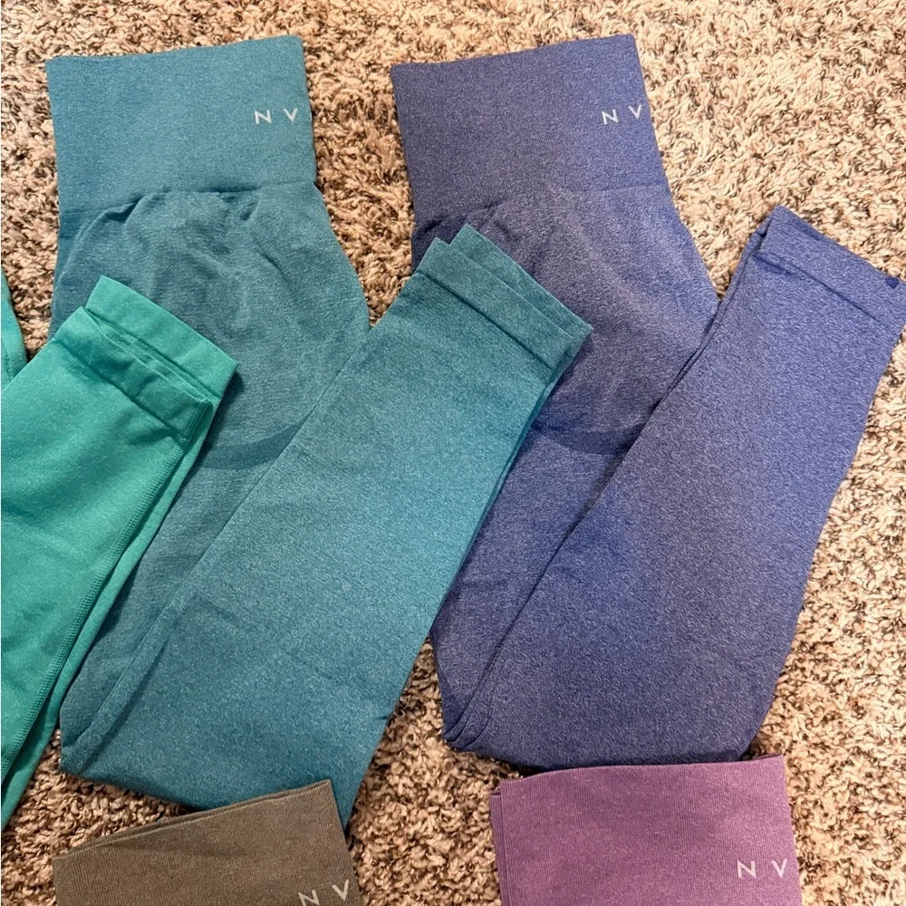 NVGTN Contour Seamless Legging Bundle - Turq, Teal, Blue, Grey, Khaki, Purple - Picture 3 of 5